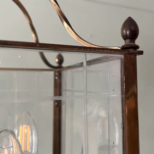 EDWARDIAN BRASS AND CUT GLASS HALL LANTERN - ADDITIONAL PHOTO 6