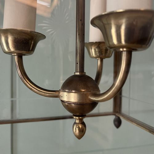 EDWARDIAN BRASS AND CUT GLASS HALL LANTERN - ADDITIONAL PHOTO 8