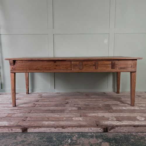 ANTIQUE EARLY 19TH C FRENCH OAK BAKERS PREP TABLE