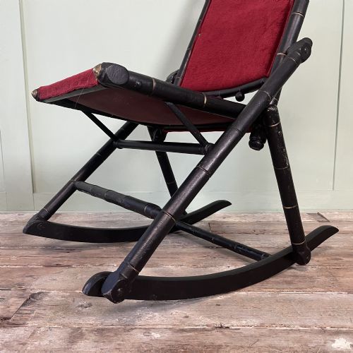 PAIR OF AESTHETIC MOVEMENT FAUX BAMBOO FOLDING ROCKING CHAIRS - ADDITIONAL PHOTO 3