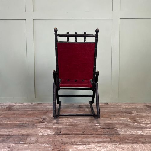 PAIR OF AESTHETIC MOVEMENT FAUX BAMBOO FOLDING ROCKING CHAIRS - ADDITIONAL PHOTO 6
