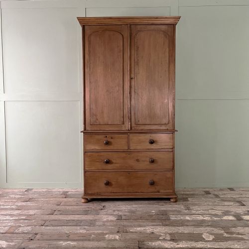 Antique Victorian Pine Cupboard on Chest