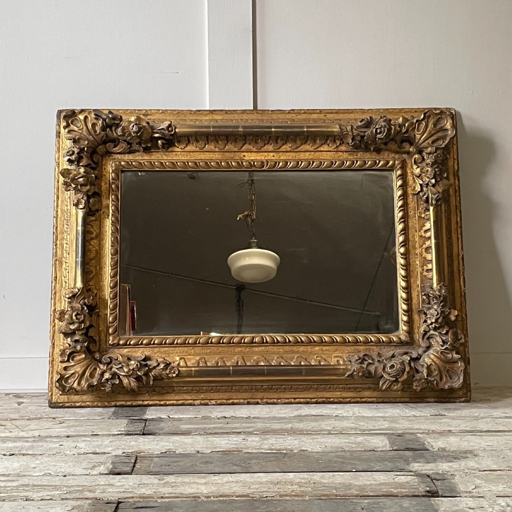 Early 19th C. Carved Wood Gilt Mirror