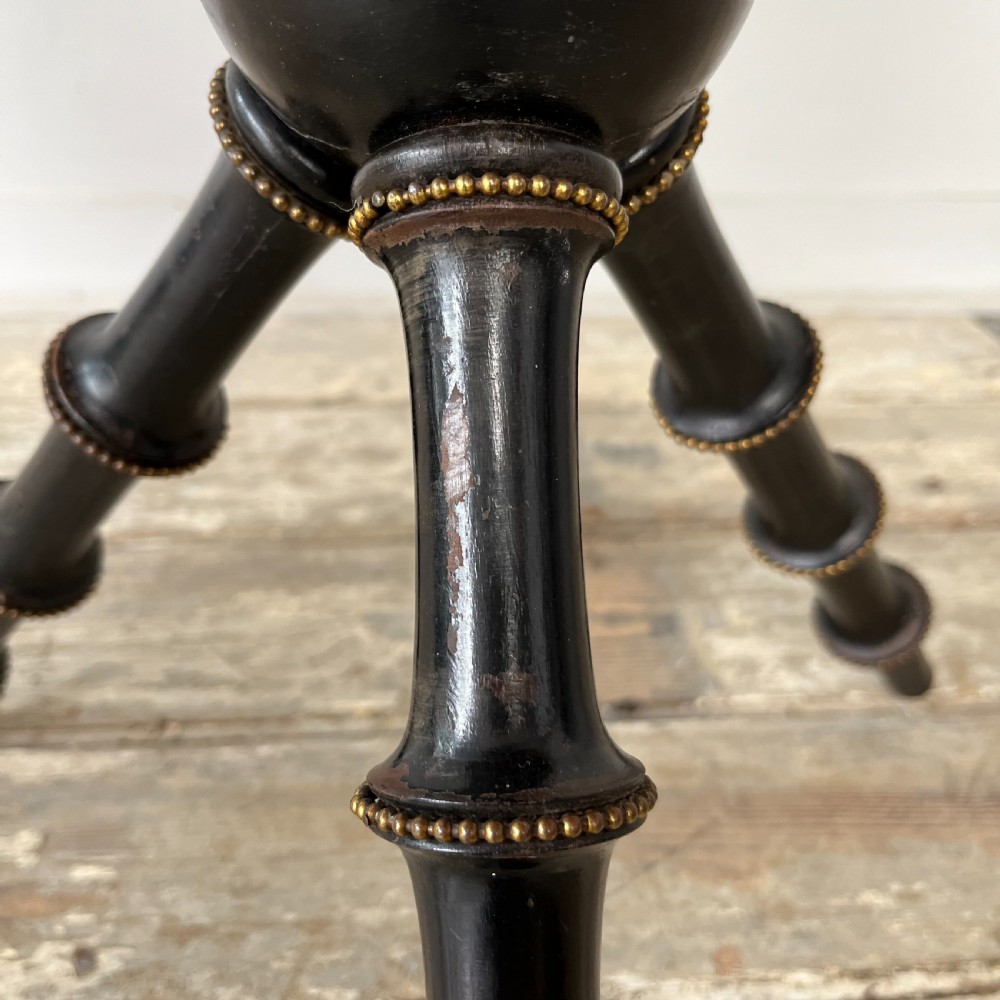 Victorian Ebonised and Gilt Bobbin Leg Table View VIII