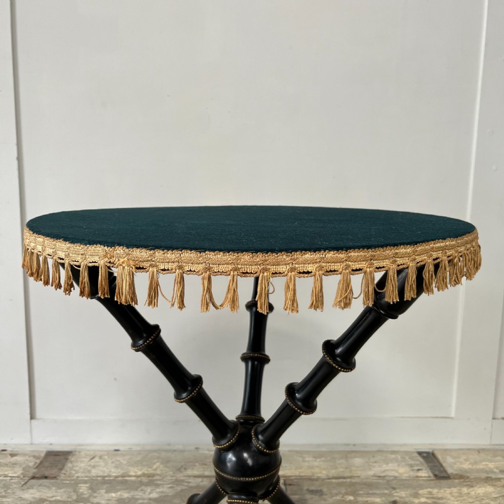 Victorian Ebonised and Gilt Bobbin Leg Table View XI