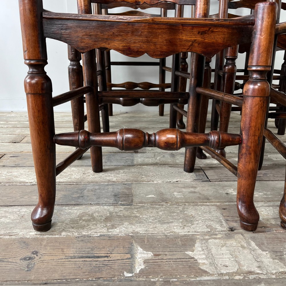 Set of 6 Early 19th C. Ash Ladderback Chairs View II