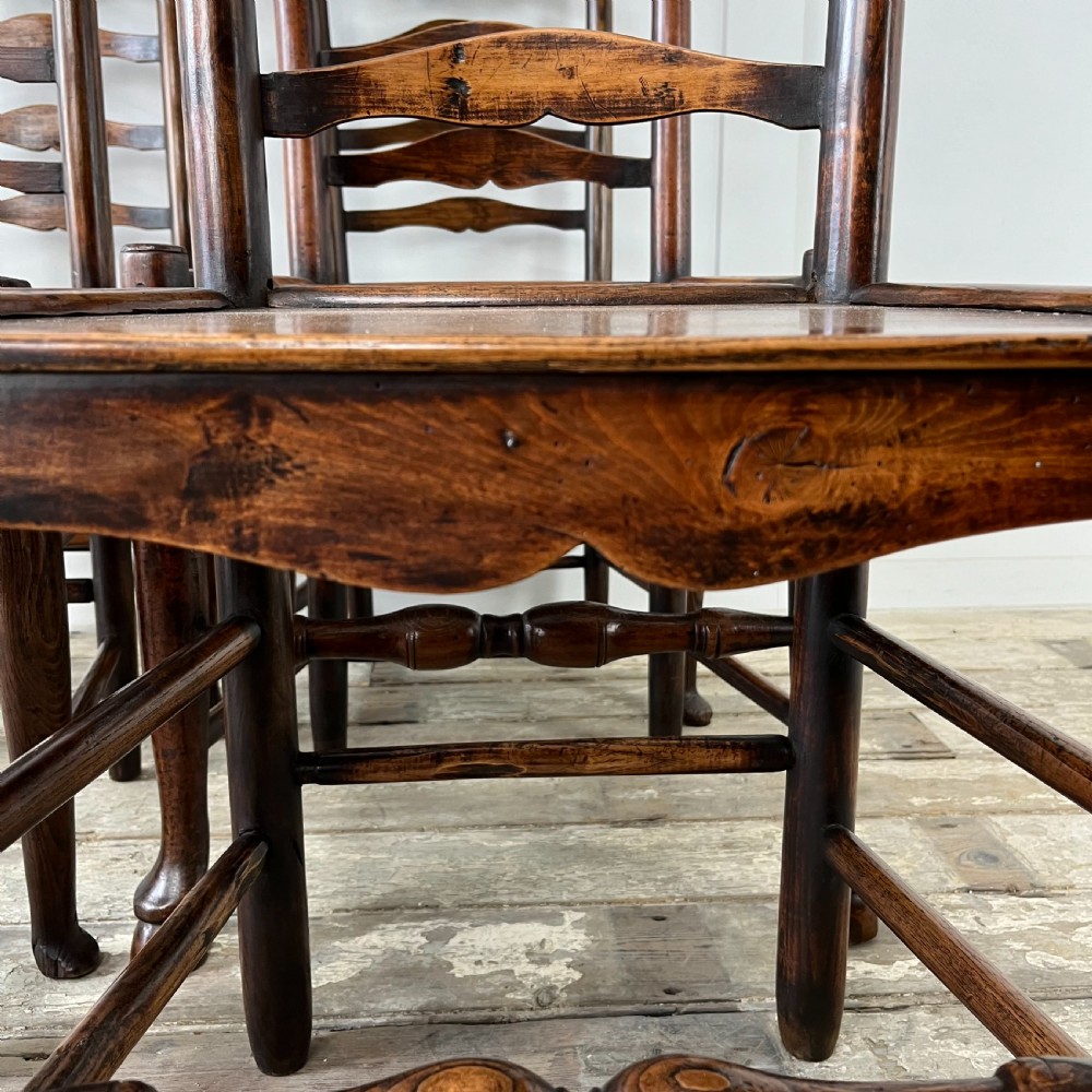 Set of 6 Early 19th C. Ash Ladderback Chairs View IV
