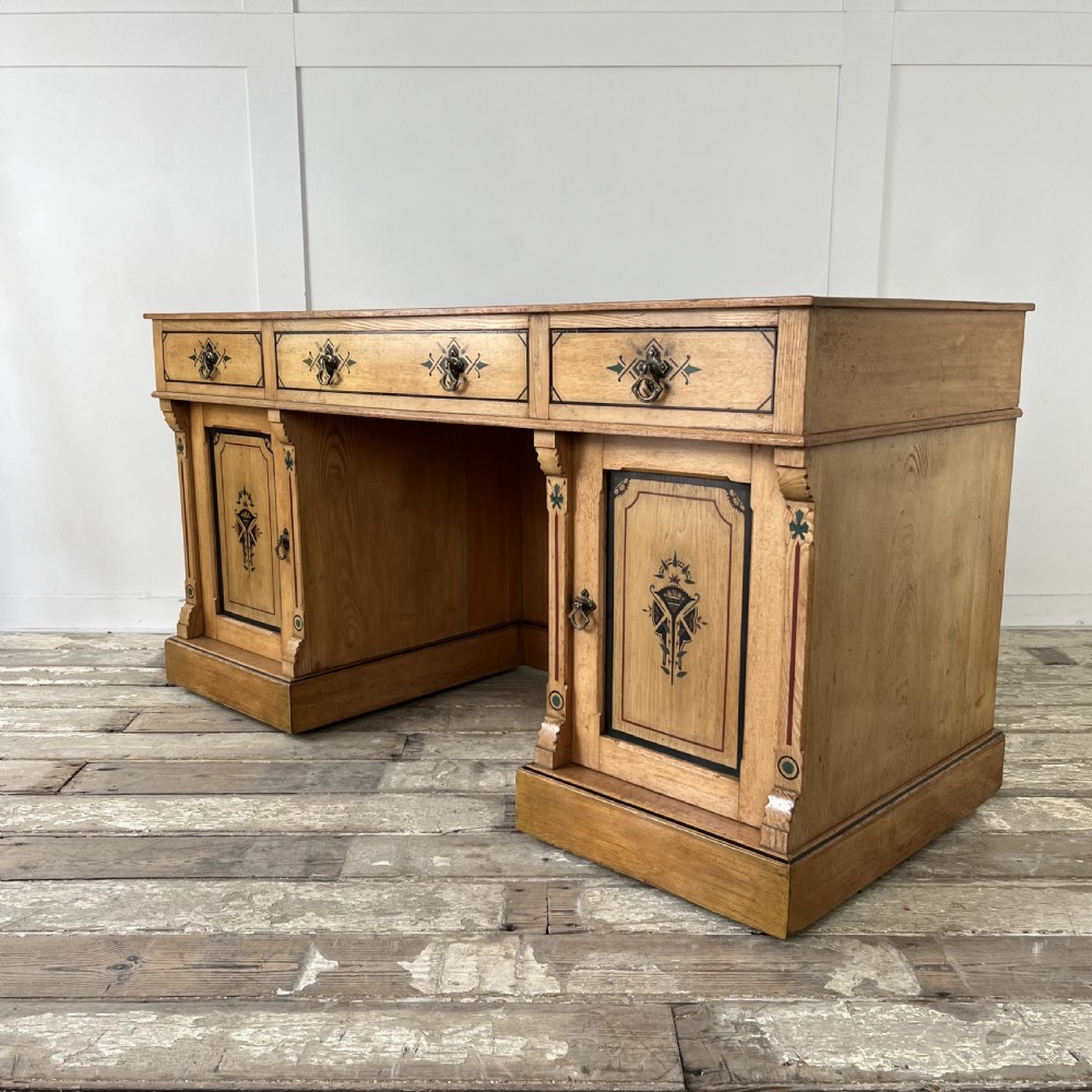 Aesthetic Movement Ash Kneehole Desk View XII