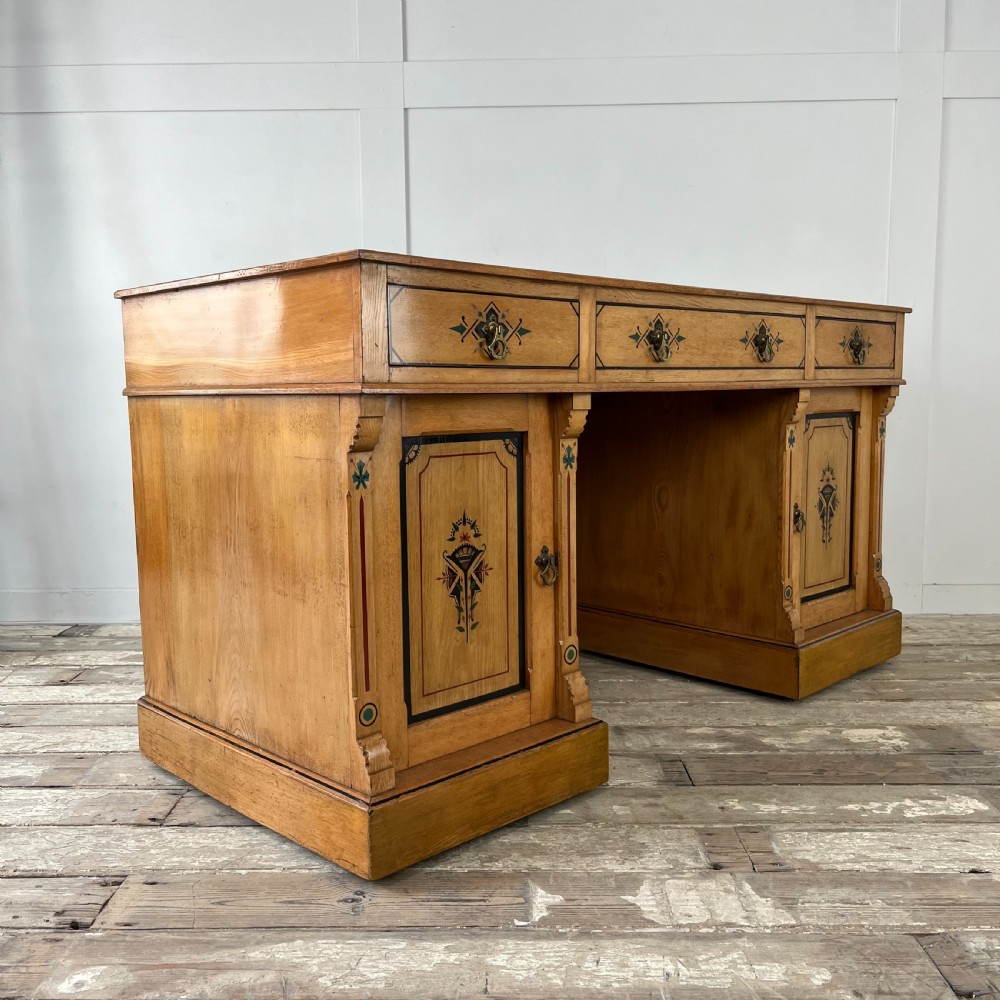 Aesthetic Movement Ash Kneehole Desk View XVIII