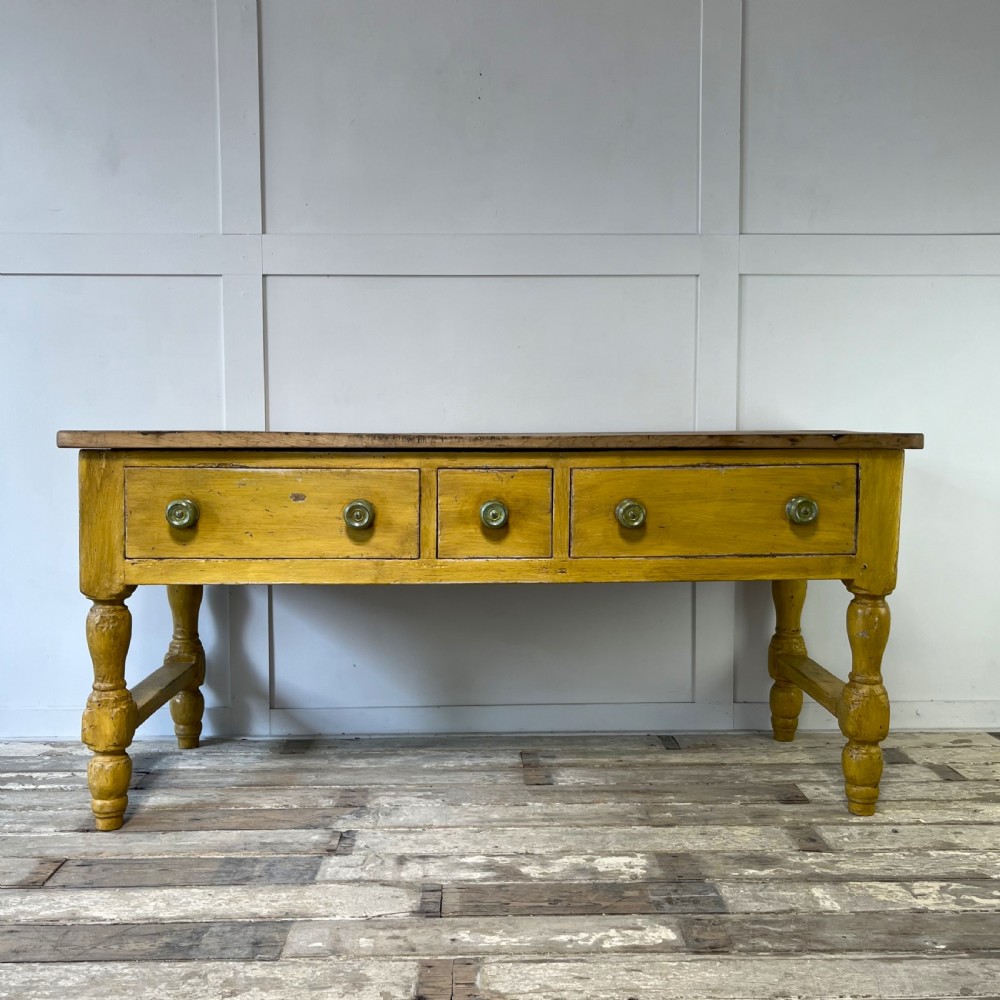 19th C. Painted Pine Kitchen Prep Table