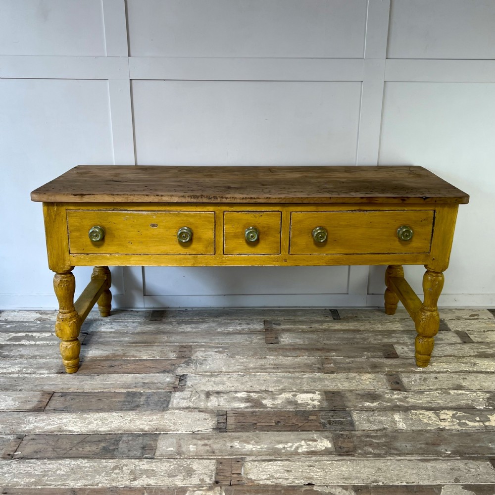 19th C. Painted Pine Kitchen Prep Table View II