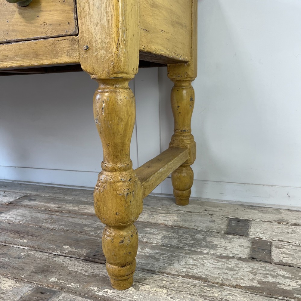 19th C. Painted Pine Kitchen Prep Table View X