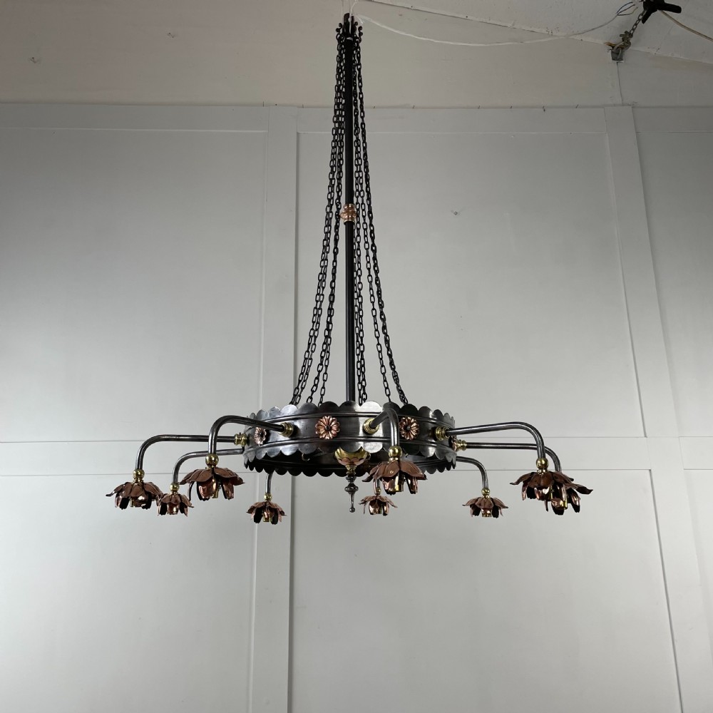 Early 20th C. Wrought Iron Chandelier