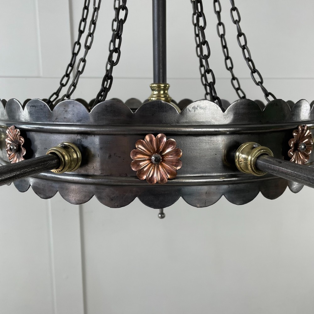 Early 20th C. Wrought Iron Chandelier View II