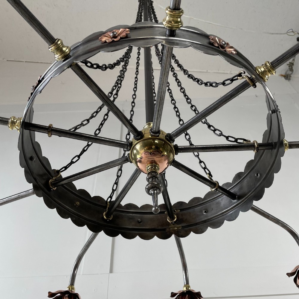 Early 20th C. Wrought Iron Chandelier View IV