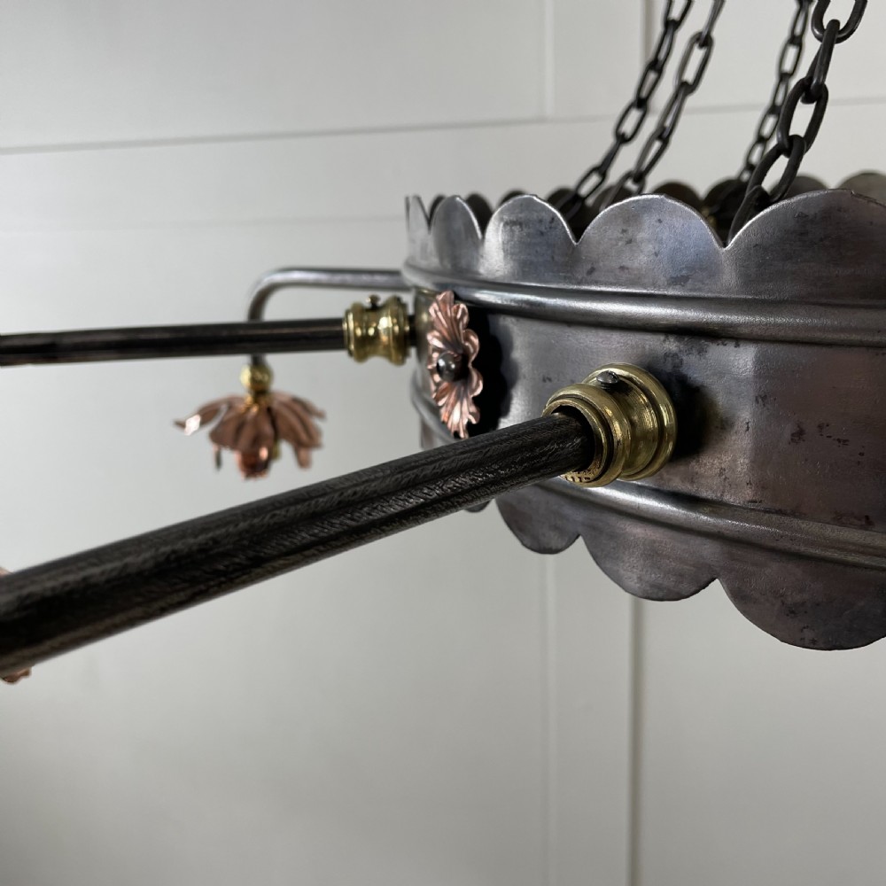 Early 20th C. Wrought Iron Chandelier View V
