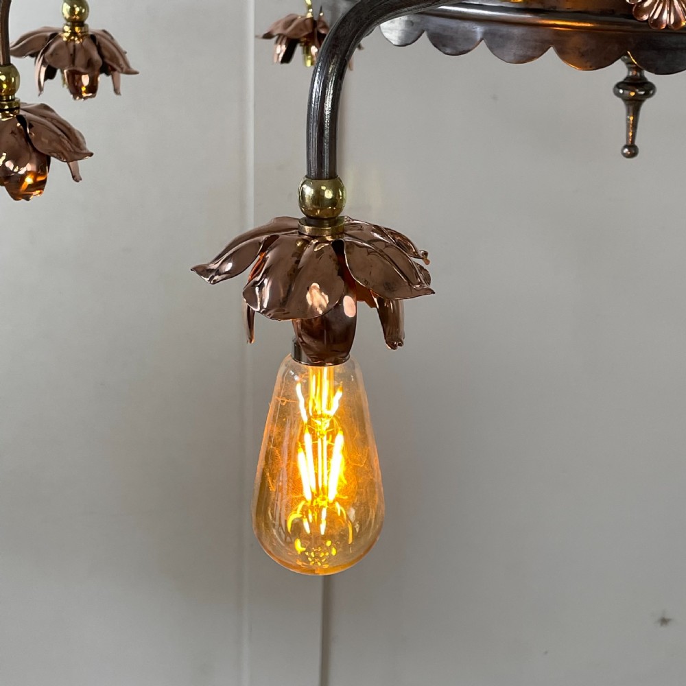 Early 20th C. Wrought Iron Chandelier View X