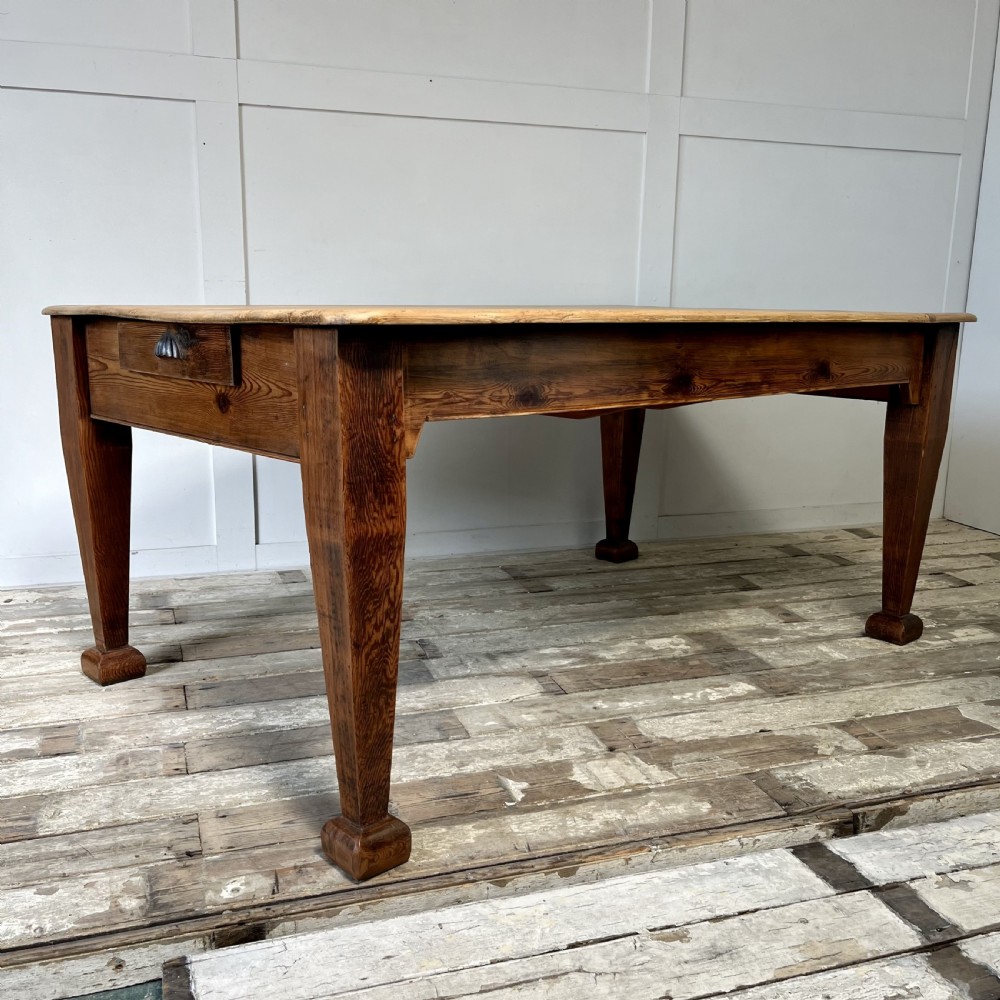 19th C. Pitch Pine Kitchen Table View VII