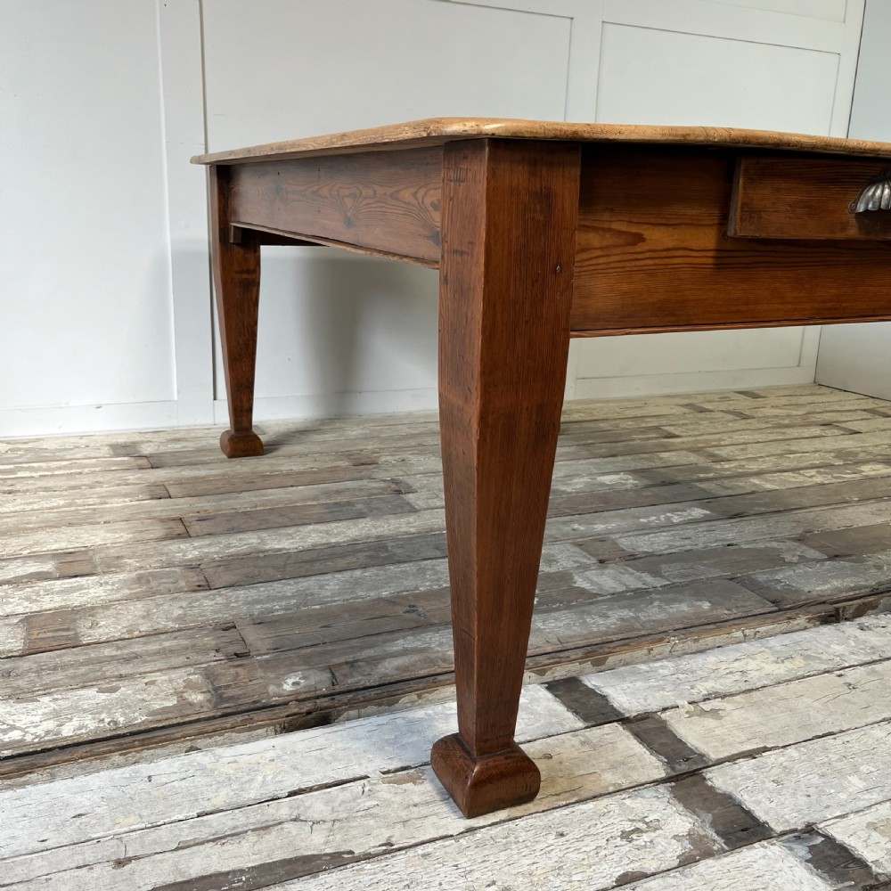 19th C. Pitch Pine Kitchen Table View IX