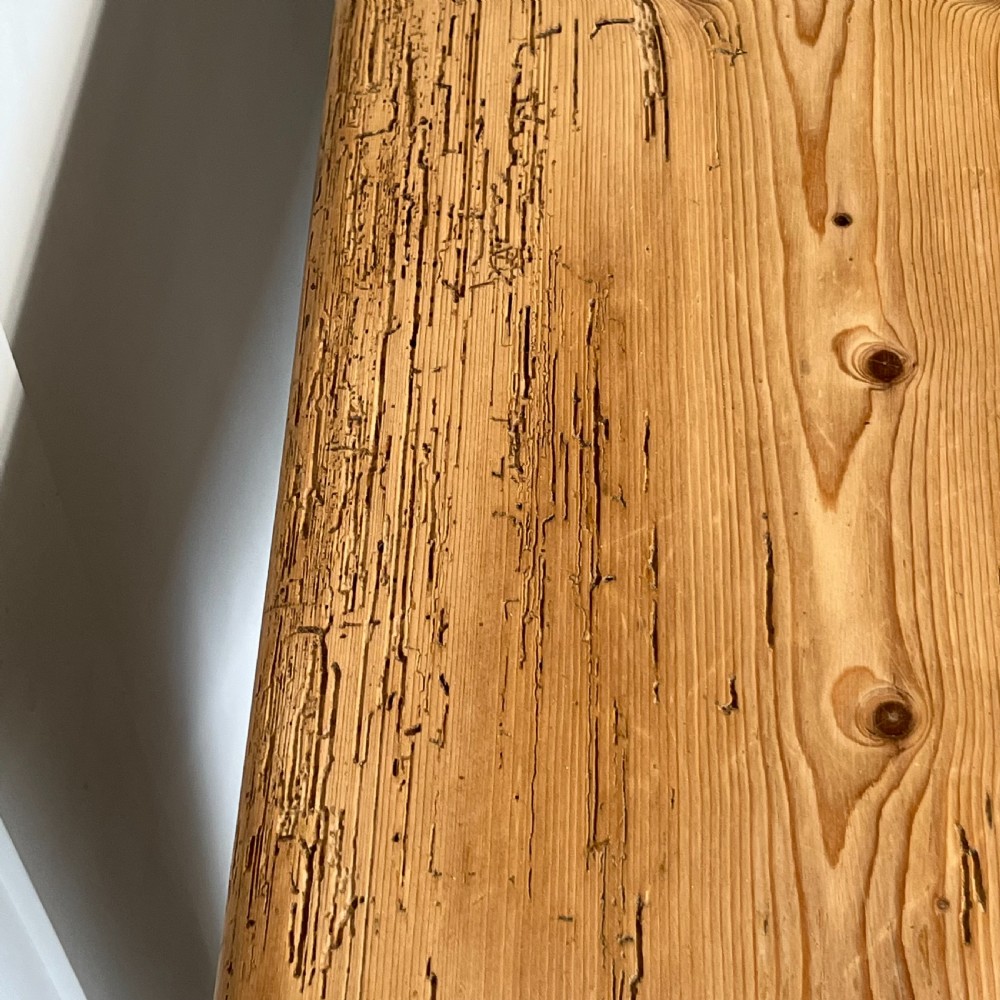 19th C. Pitch Pine Kitchen Table View X