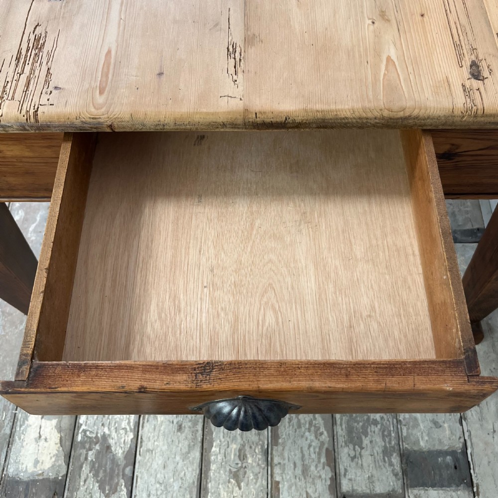 19th C. Pitch Pine Kitchen Table View XII