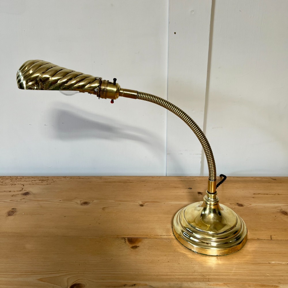 Edwardian Brass Shell Desk Lamp
