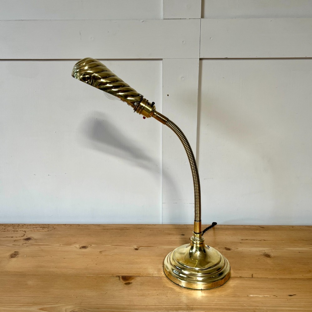 Edwardian Brass Shell Desk Lamp View II