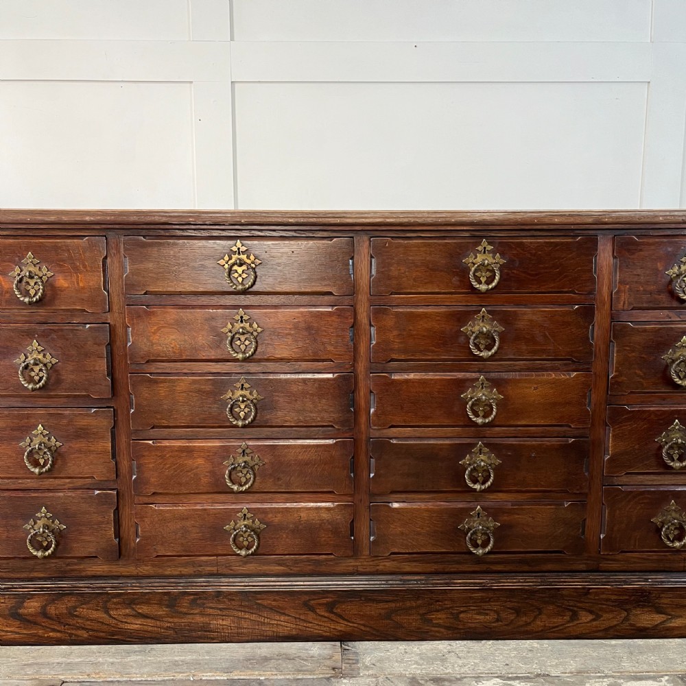 Large SOlid Oak Bank of Drawers View III