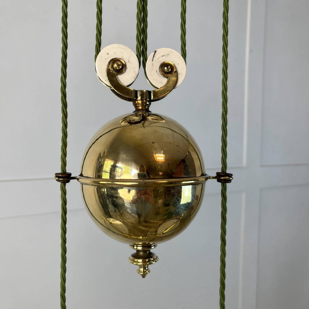 Edwardian Brass Rise and Fall Ceiling Light View IV