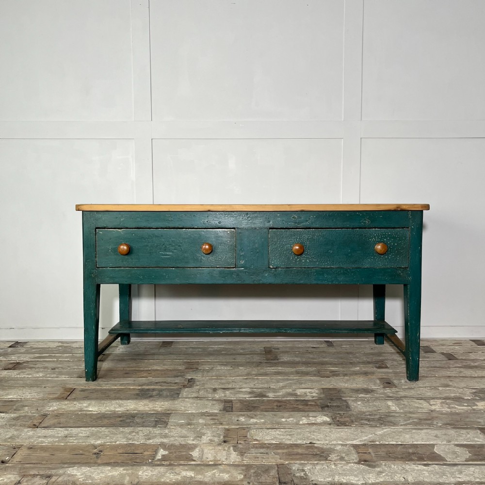 Early 19th C. Painted Pine Kitchen Prep Table