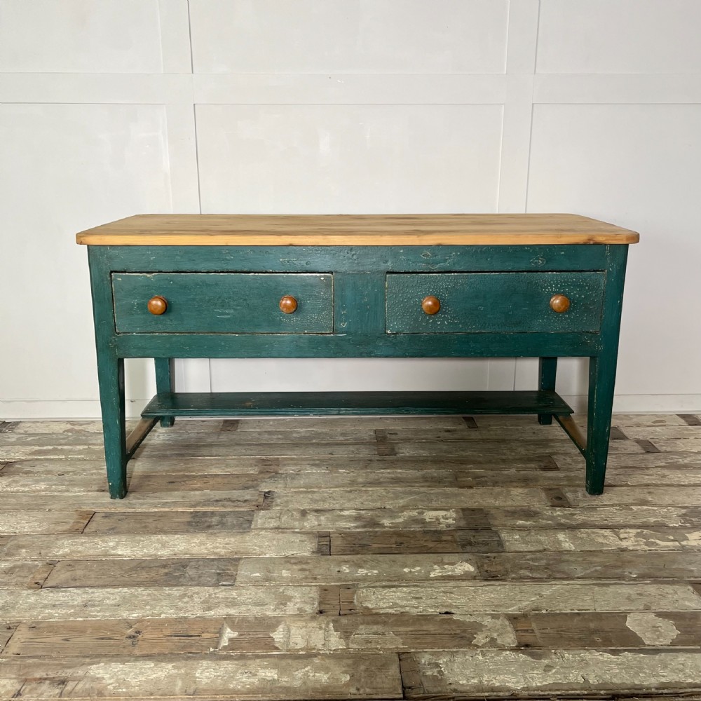 Early 19th C. Painted Pine Kitchen Prep Table View II