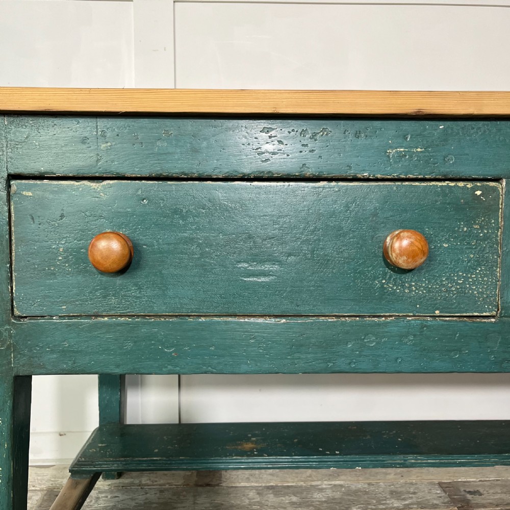 Early 19th C. Painted Pine Kitchen Prep Table View III