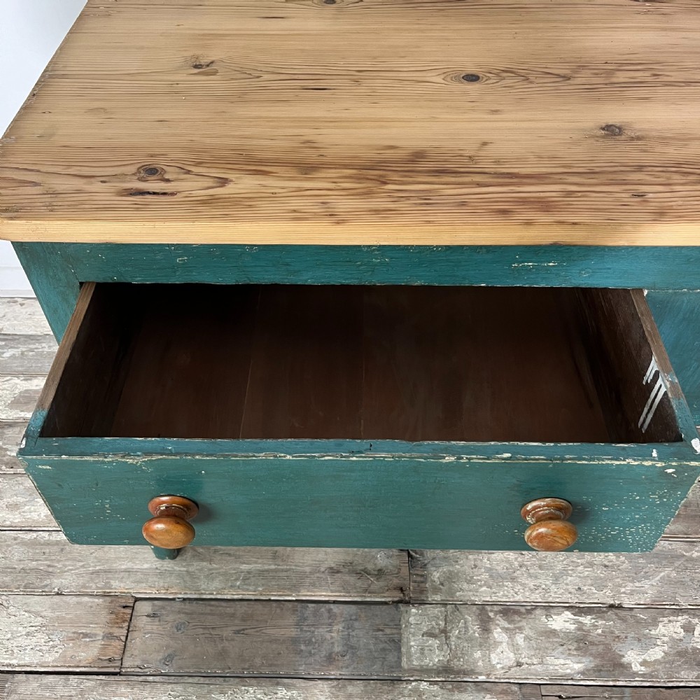 Early 19th C. Painted Pine Kitchen Prep Table View IX