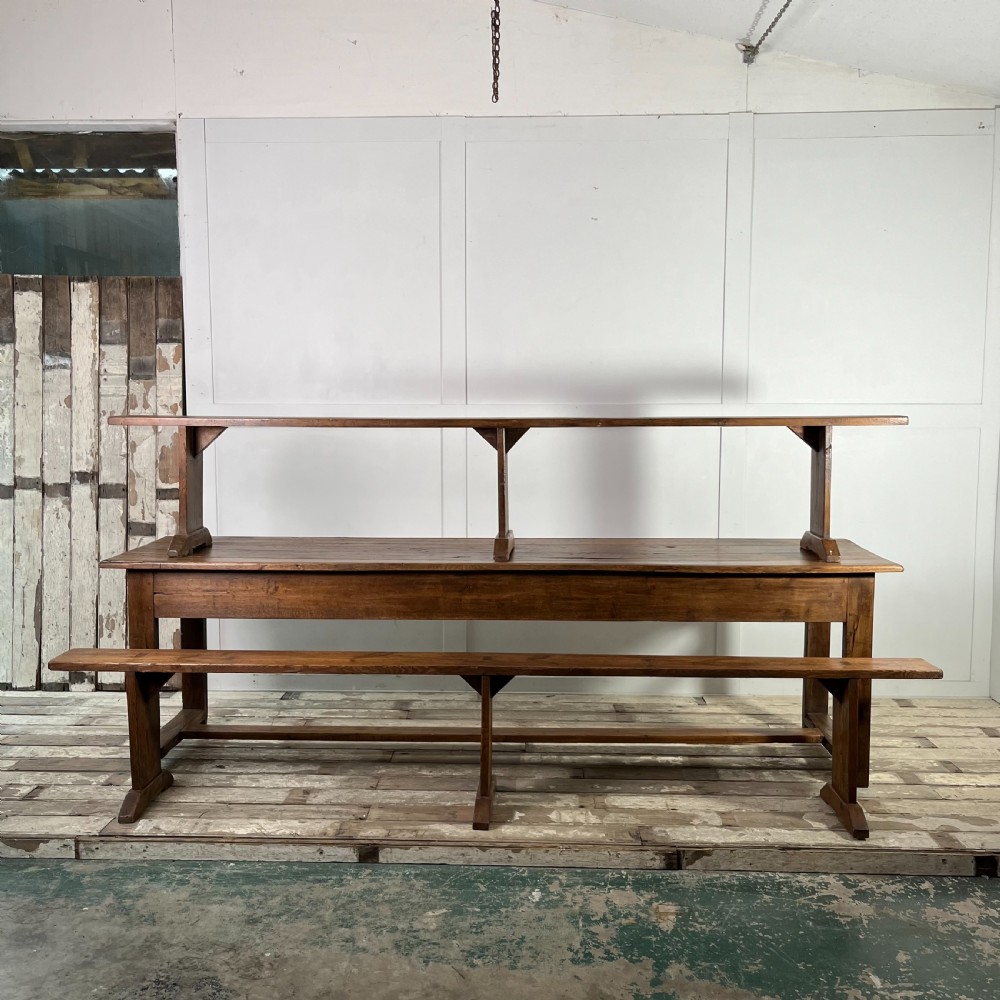 Mid 19th C. Oak Tavern Table & Benches View IV