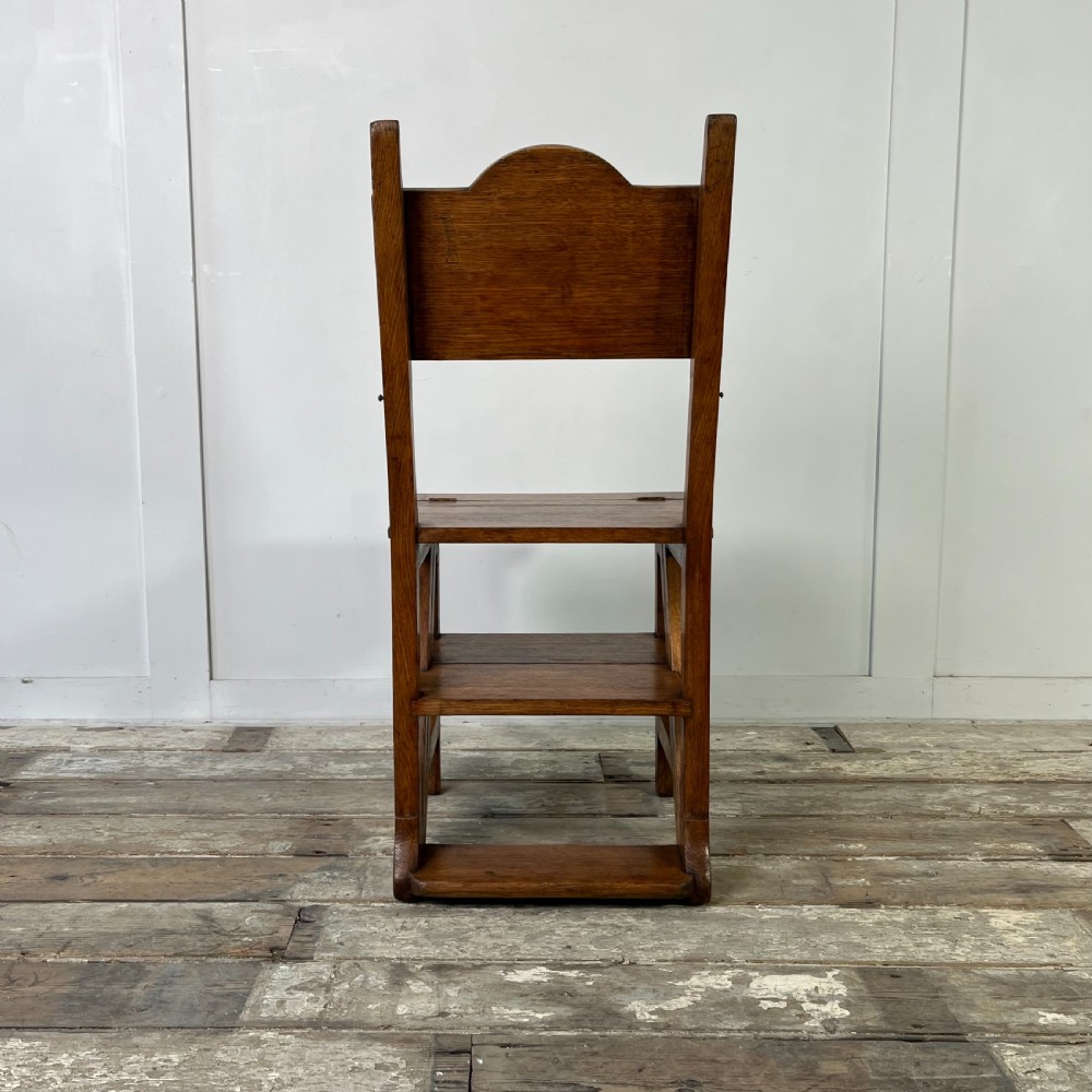 Early 20th C. Oak Metamorphic Chair, Library Steps View IV