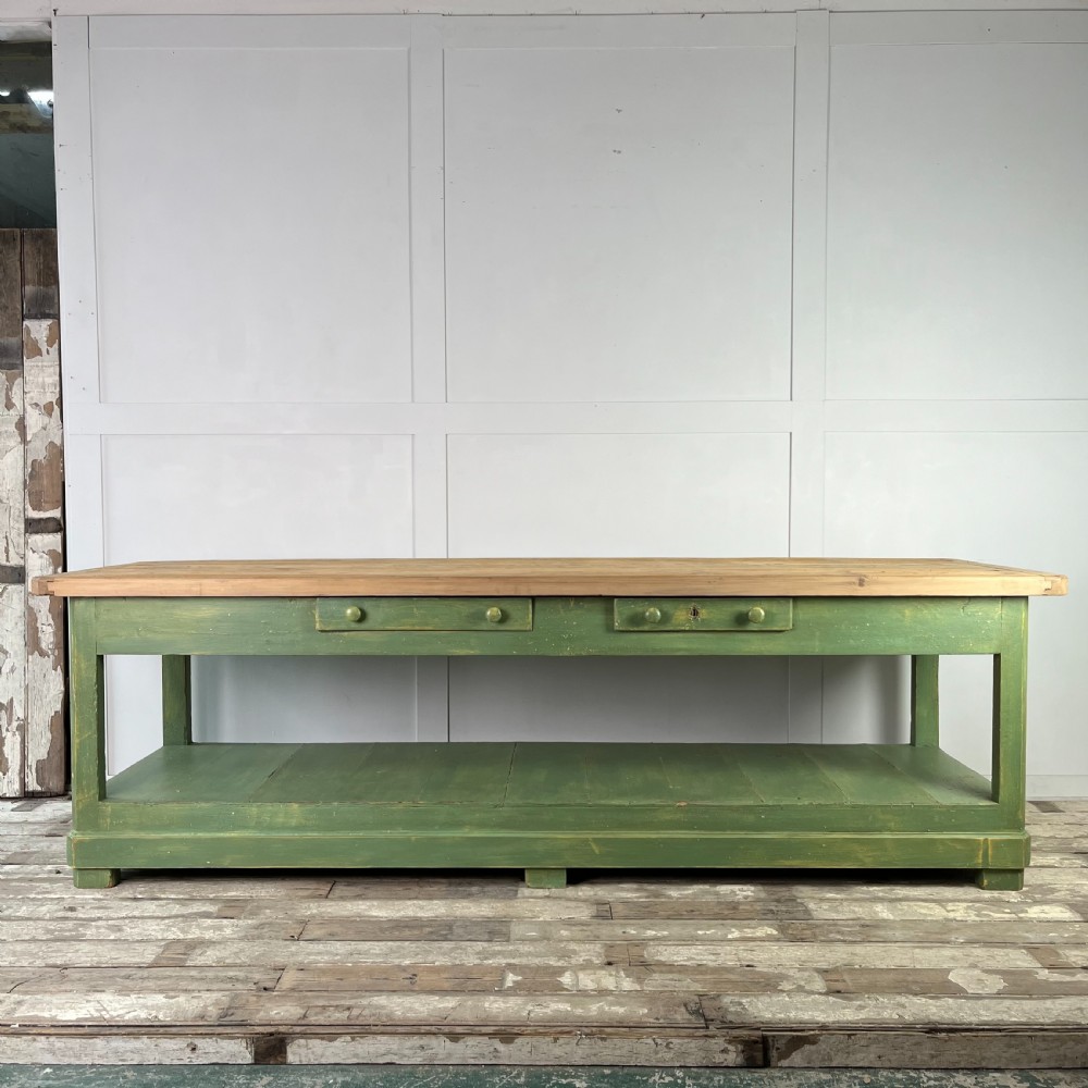 19th C. Painted Pine Haberdashery Shop Table