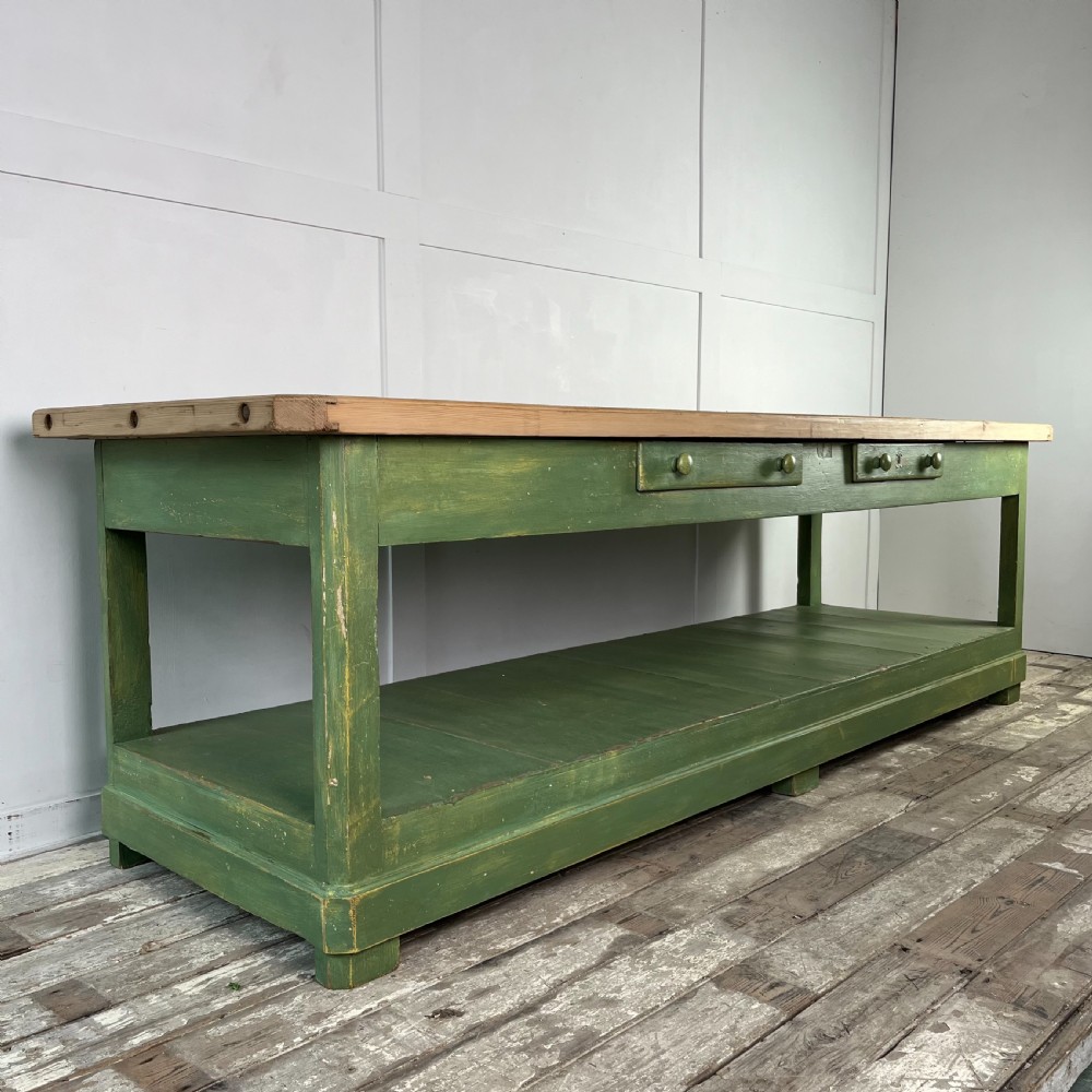 19th C. Painted Pine Haberdashery Shop Table View II