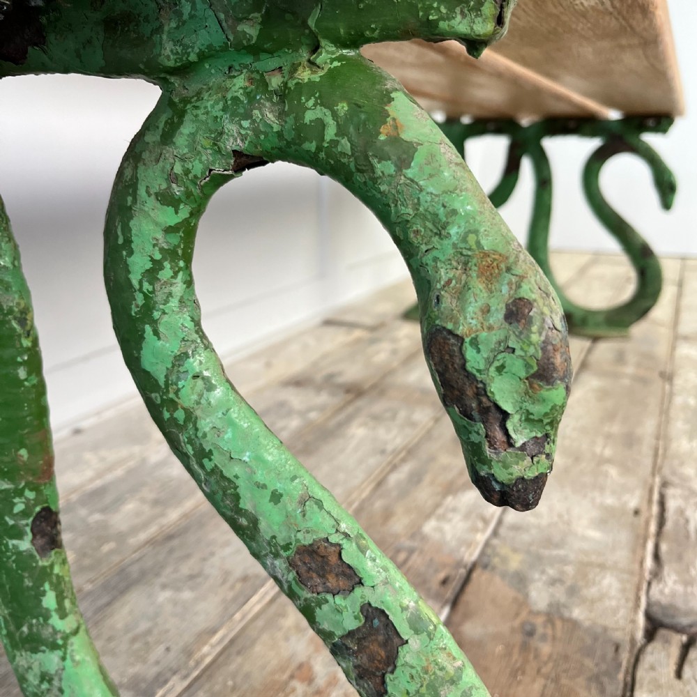 Victorian Serpent Head Cast Iron Garden Bench View VII