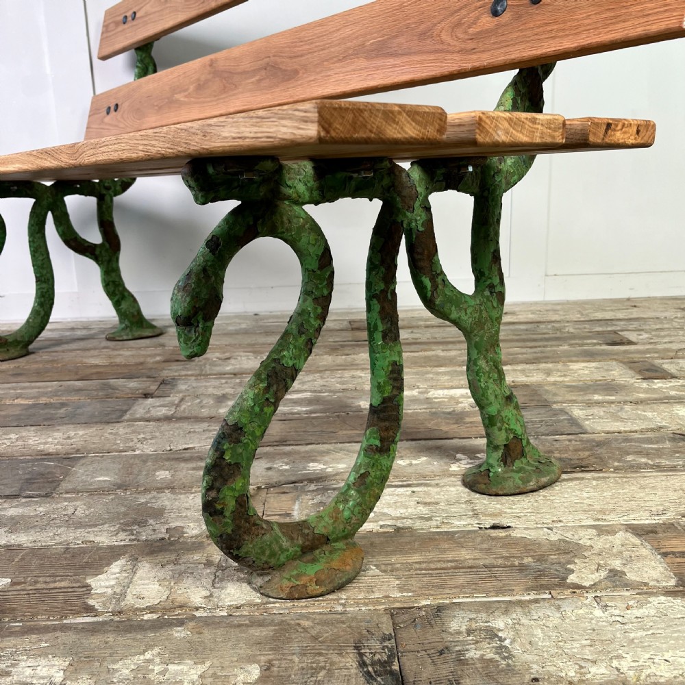 Victorian Serpent Head Cast Iron Garden Bench View XI