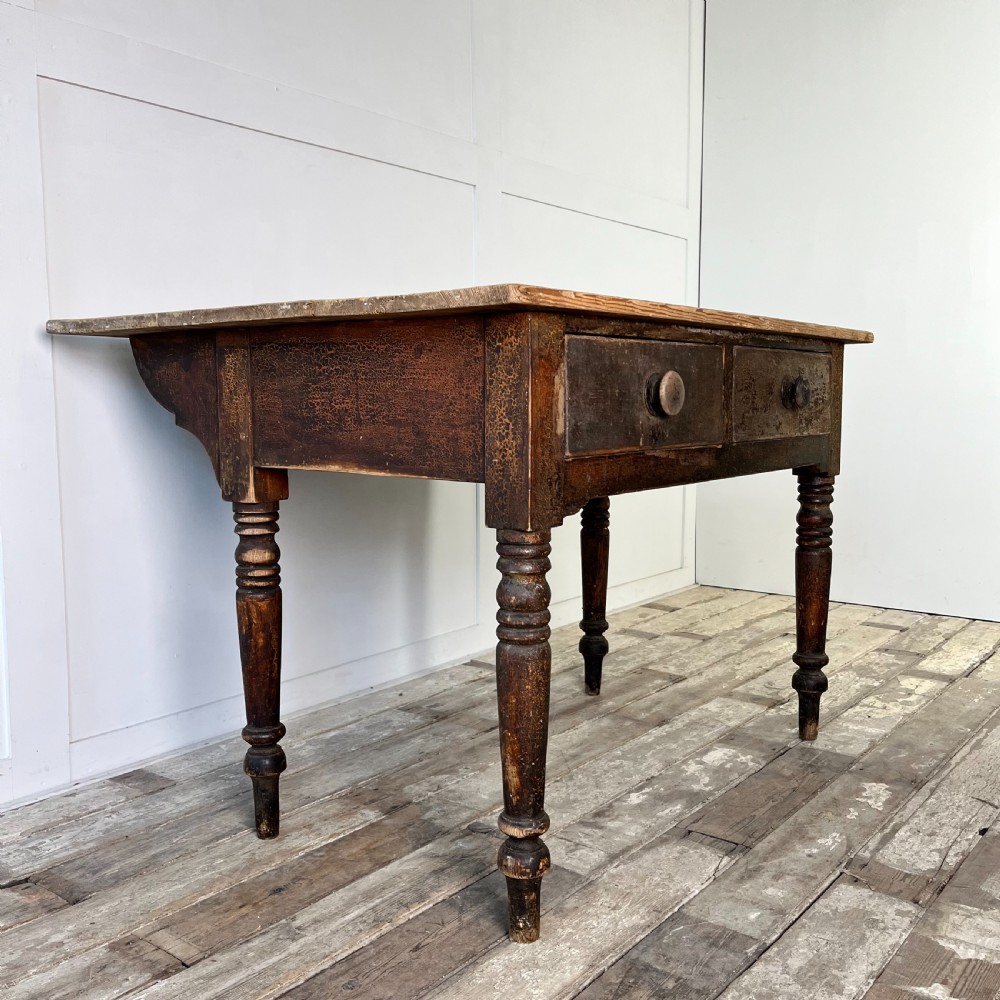 Victorian Pine Kitchen Scullery Table View VII