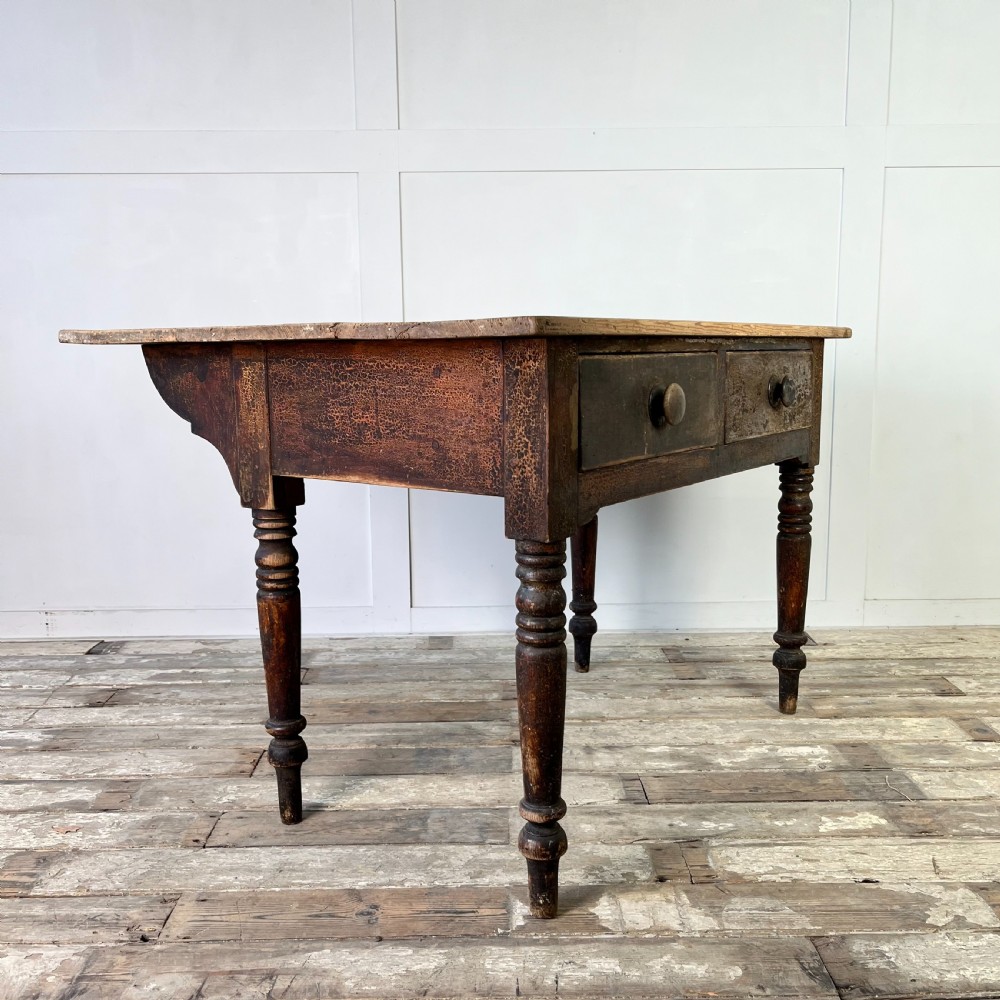 Victorian Pine Kitchen Scullery Table View XV