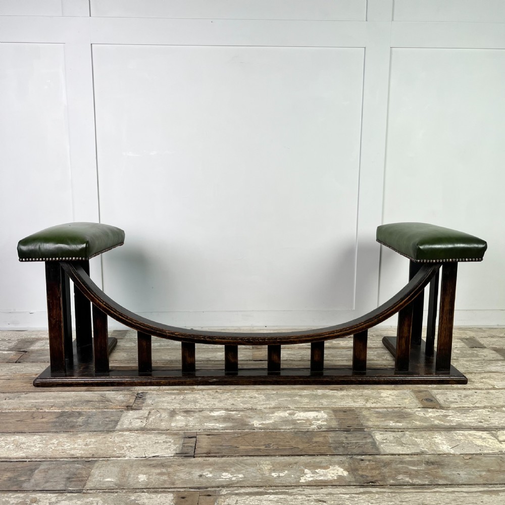 19th C. Oak and Leather Club Fender by William Birch View II