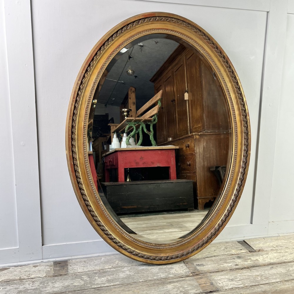 Large Edwardian Oval Gilt Wall Mirror