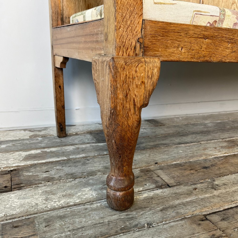 19th C. Bleached Oak Hall Bench View IV