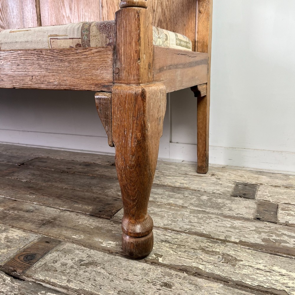 19th C. Bleached Oak Hall Bench View V