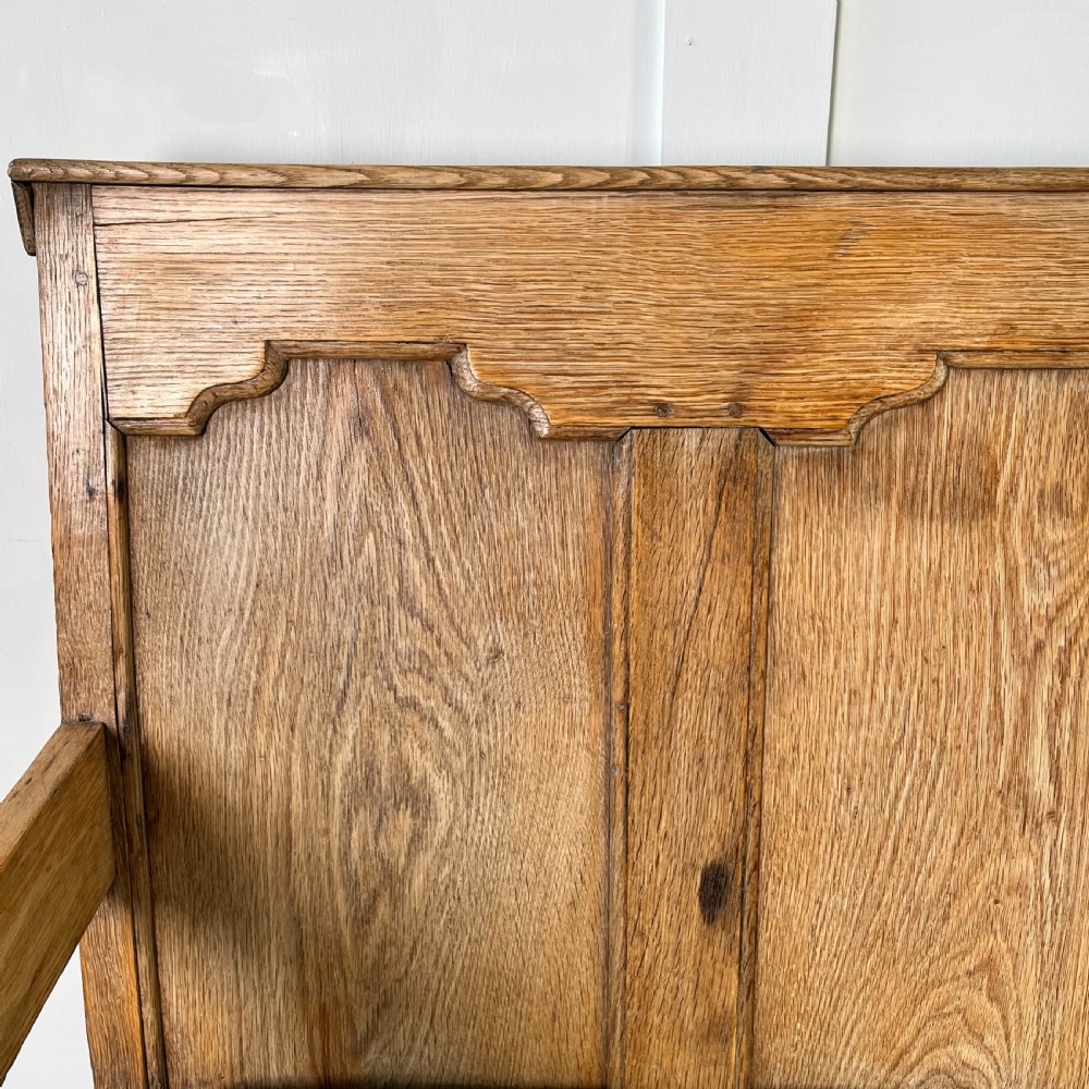 19th C. Bleached Oak Hall Bench View VI