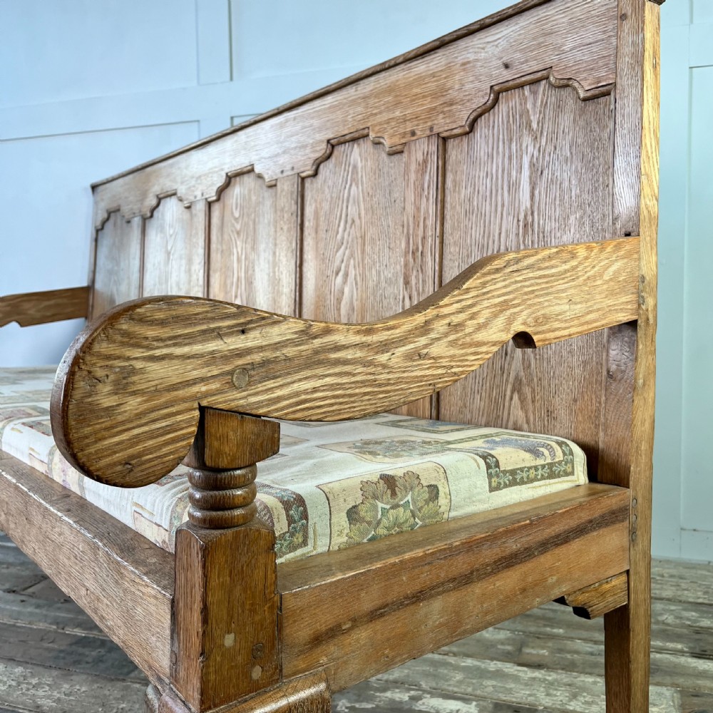 19th C. Bleached Oak Hall Bench View VIII