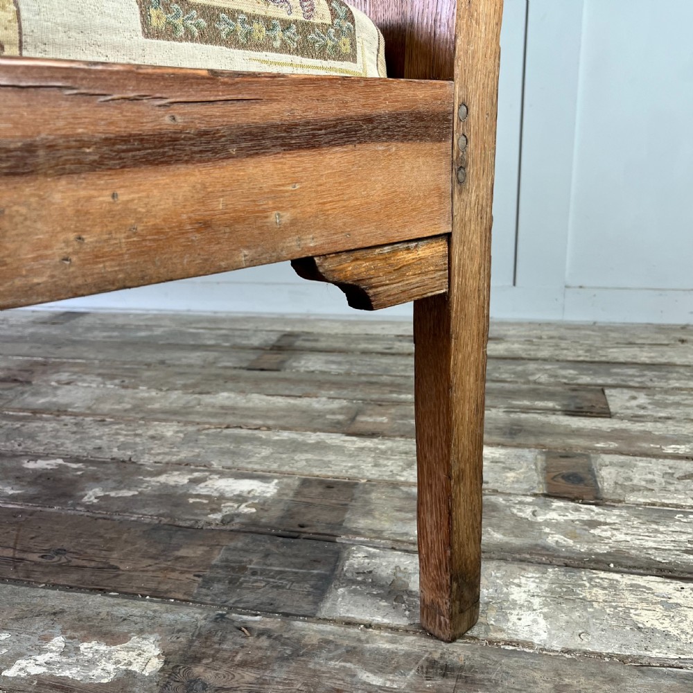 19th C. Bleached Oak Hall Bench View IX