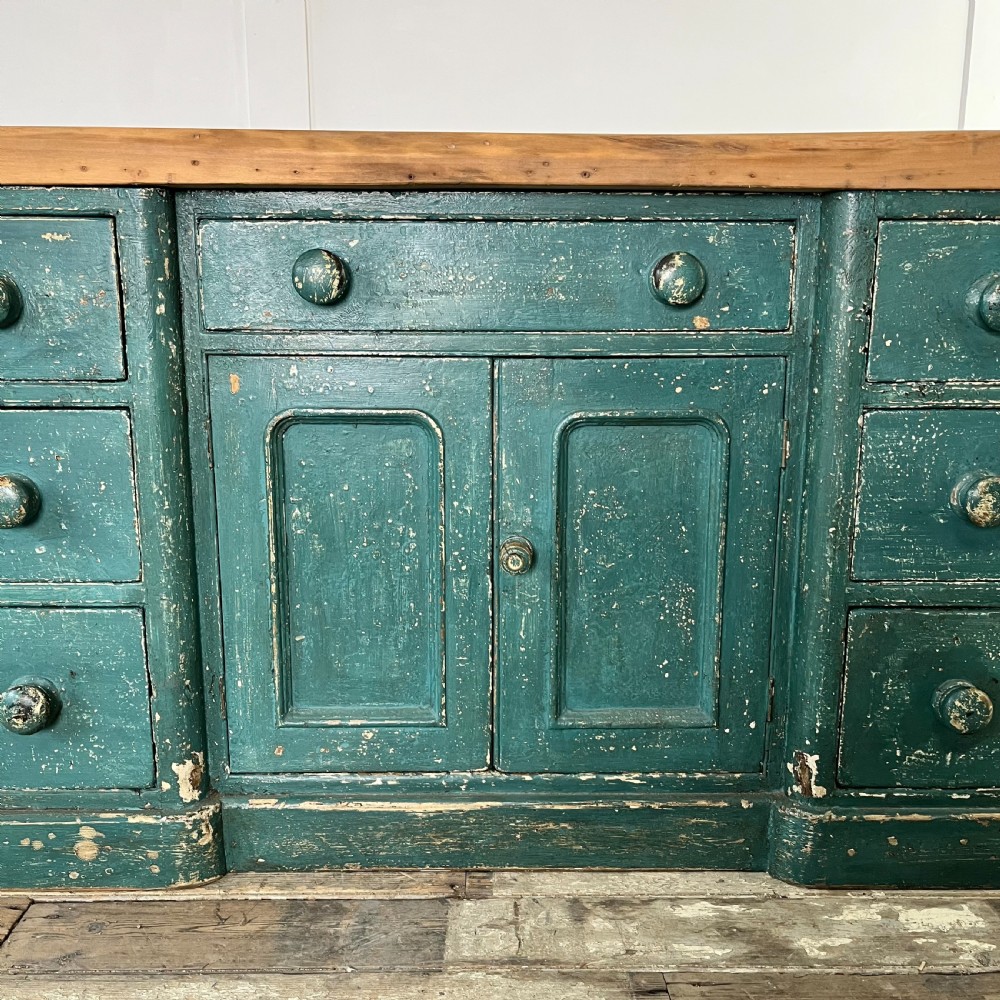 19th C. Painted Pine Dresser Base View V