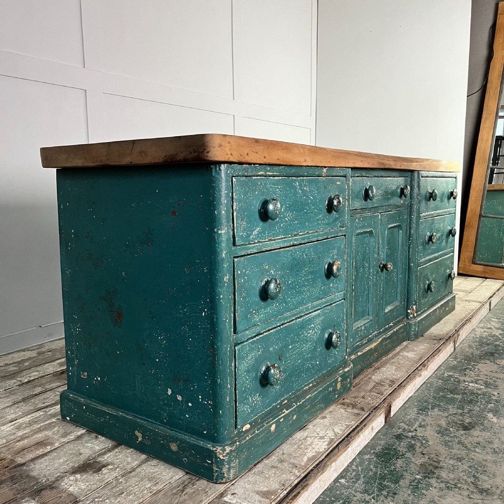 19th C. Painted Pine Dresser Base View XI